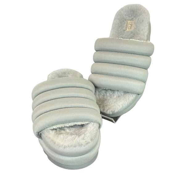 UGG Shoes - UGG Maxi Slide Cobbler Gray Grey Shearling Puff Sandal Sz 6